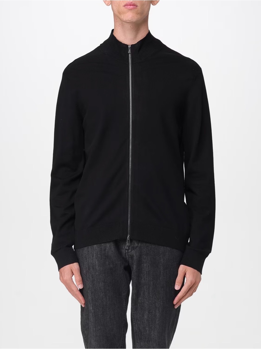 Emporio Armani Men's Black Full-Zip Knit Jacket